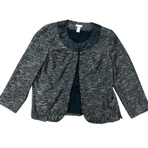 Chico’s Black Textured Wool Blend Top Jacket Blazer Office Business Sz Large